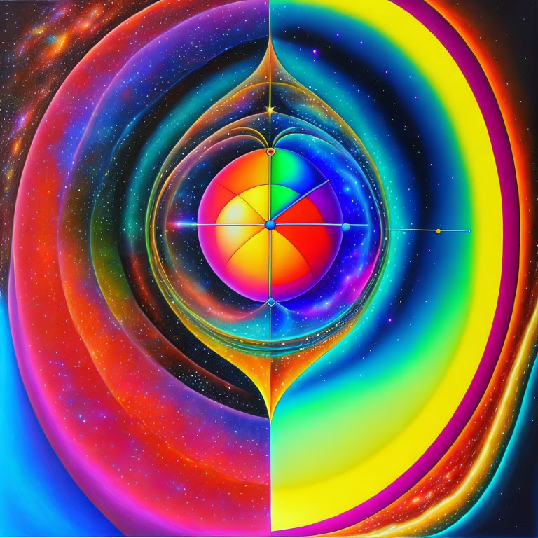 Colorful Swirling Patterns in Psychedelic Cosmic Digital Art