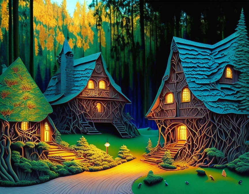 Intricately Cut Paper Art Forest Scene at Twilight