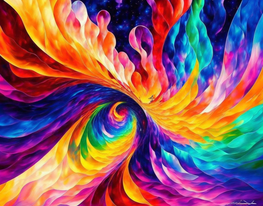 Colorful Swirl of Reds, Oranges, Blues, and Purples in Psychedelic