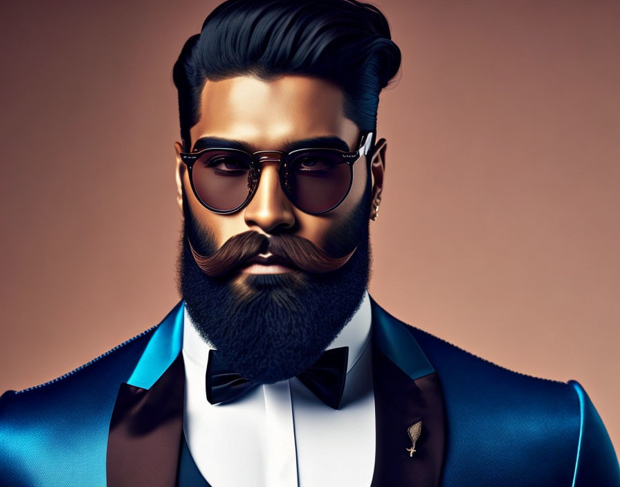 Stylish man with beard and tuxedo illustration