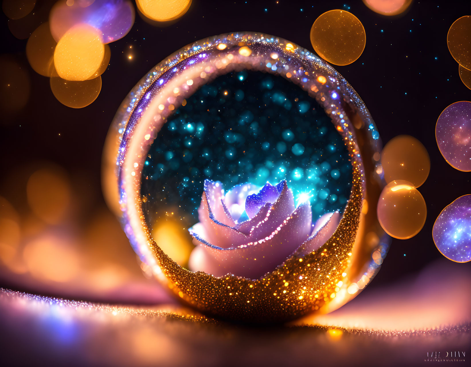 Crystal Ball Illuminating Rose with Glittering Lights