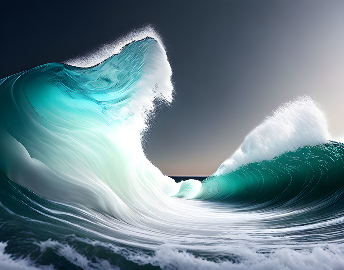 Translucent Wave Towering in Turquoise and White Foam