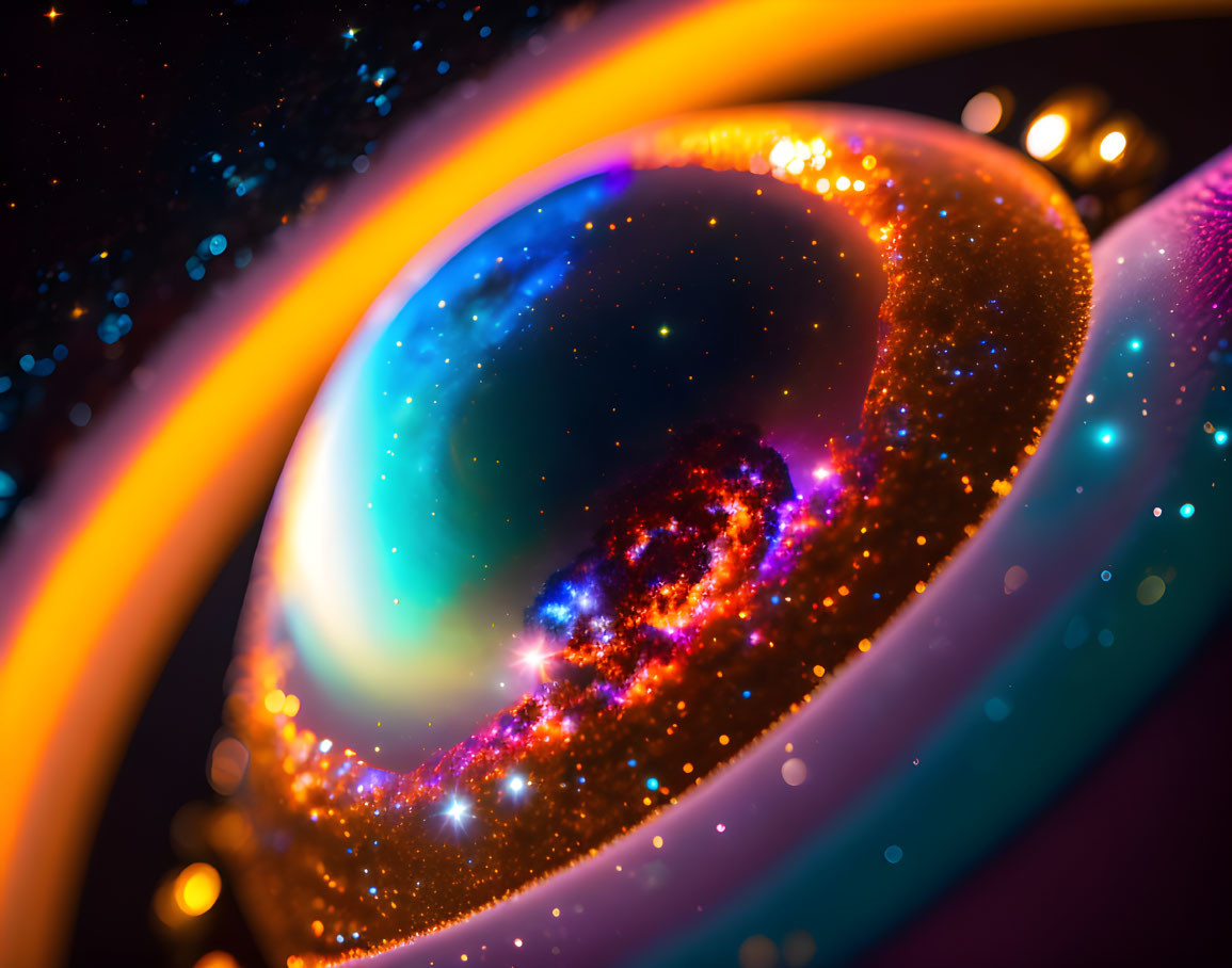 Colorful Macro Image: Soap Bubbles with Cosmic Swirls