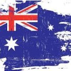 Australian flag with grungy paint effects on white background