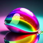 Colorful Glossy Egg-Shaped Object on Dark Gradient Background