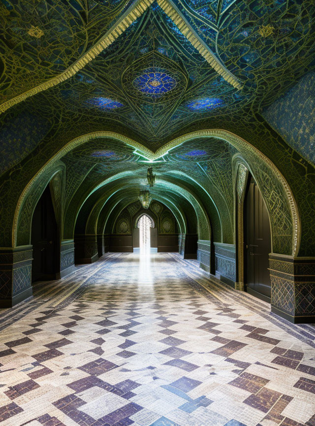 Intricate Mosaic Patterns, Arched Doorways, Detailed Vaulted Ceiling