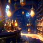 Mystical room with glowing lanterns and intricate decorations