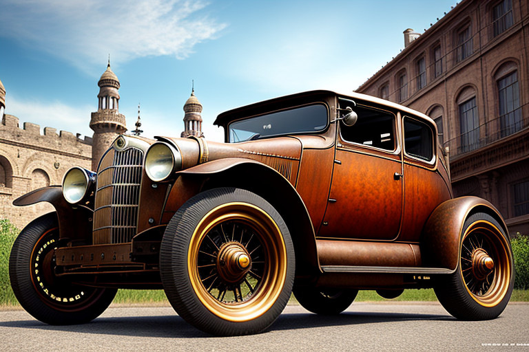 A biomorphic steampunk futuristic car