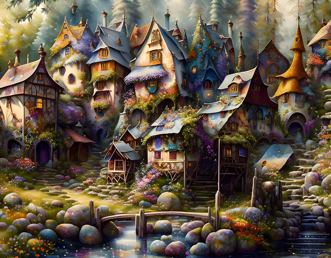 Colorful Fairy-Tale Village in Enchanted Forest