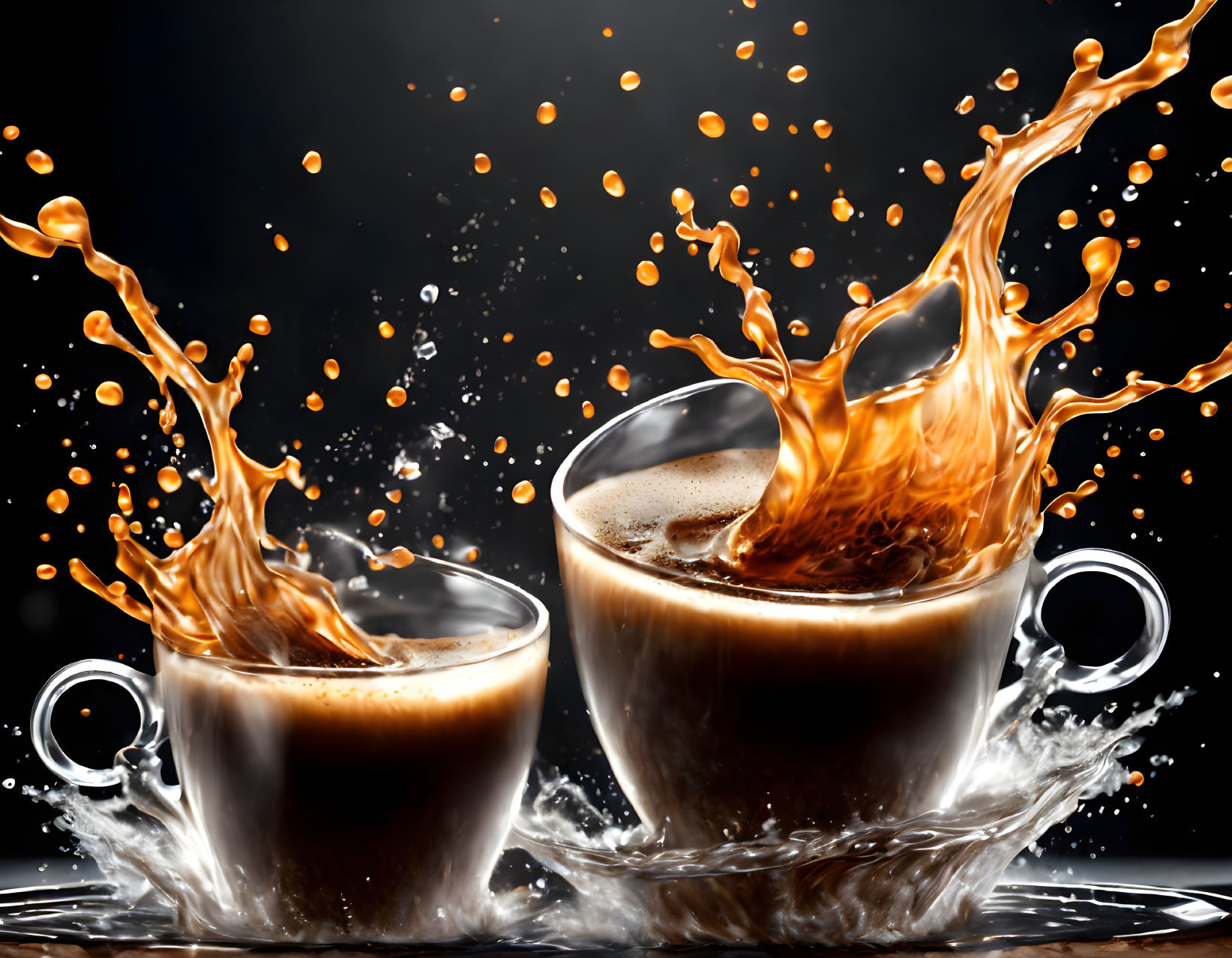 Dynamic Coffee Splash Against Dark Background