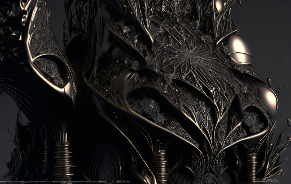 Intricate Dark Abstract Art with Metallic Textures