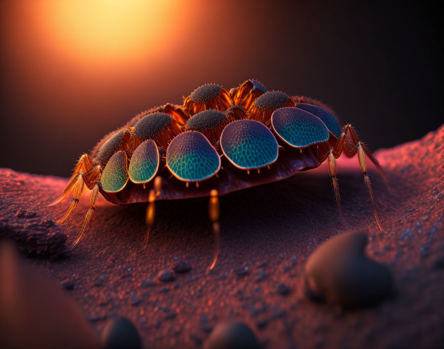 Detailed Close-Up: Vivid Insect with Iridescent Eyes and Translucent Wings