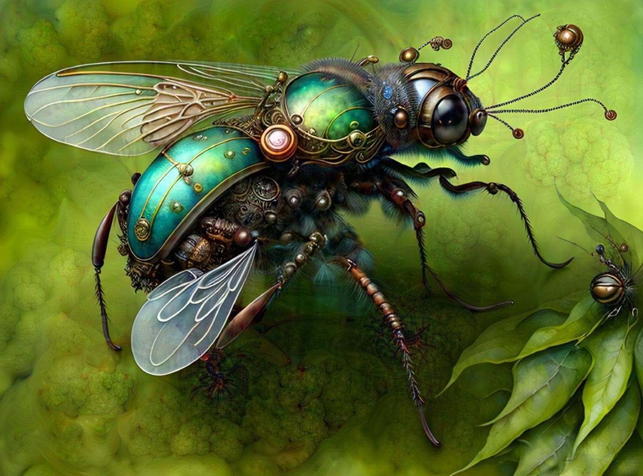 3D visualization of a biomorphic steampunk a fly