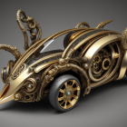 Luxurious golden and black futuristic vehicle design on grey background