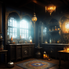 Elegant Gothic room with vintage decor and dim lighting