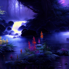 Enchanting twilight forest with bioluminescent plants and ethereal glow