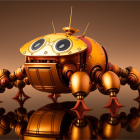 Intricate digital artwork of golden mechanical crab