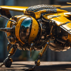 Detailed Mechanical Bee Model with Metallic Yellow and Black Segments