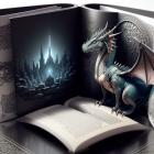 Intricate Blue Dragon Pop-Up Book Displayed on Stand