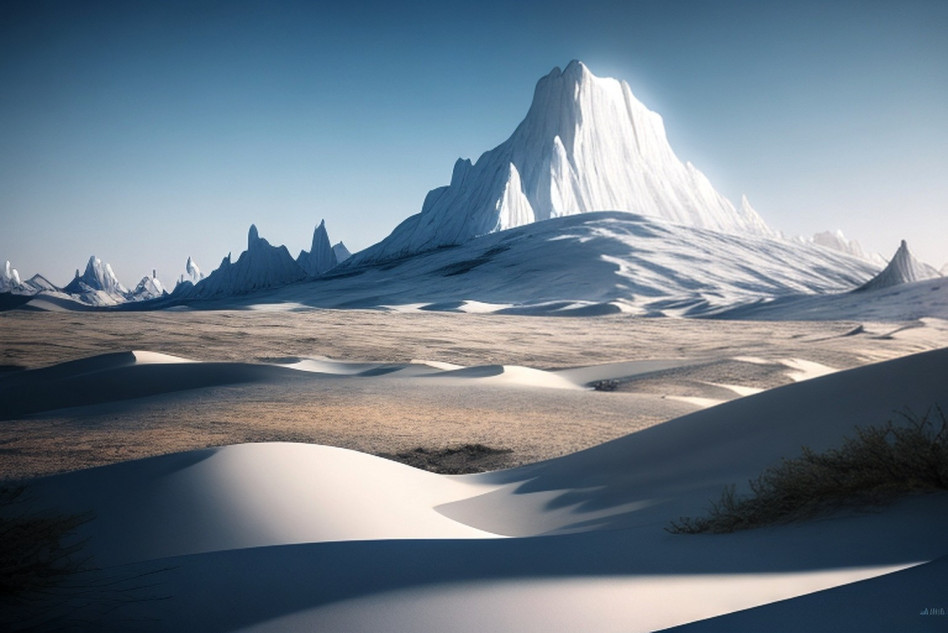 A fairy tale biomorphic white desert landscape