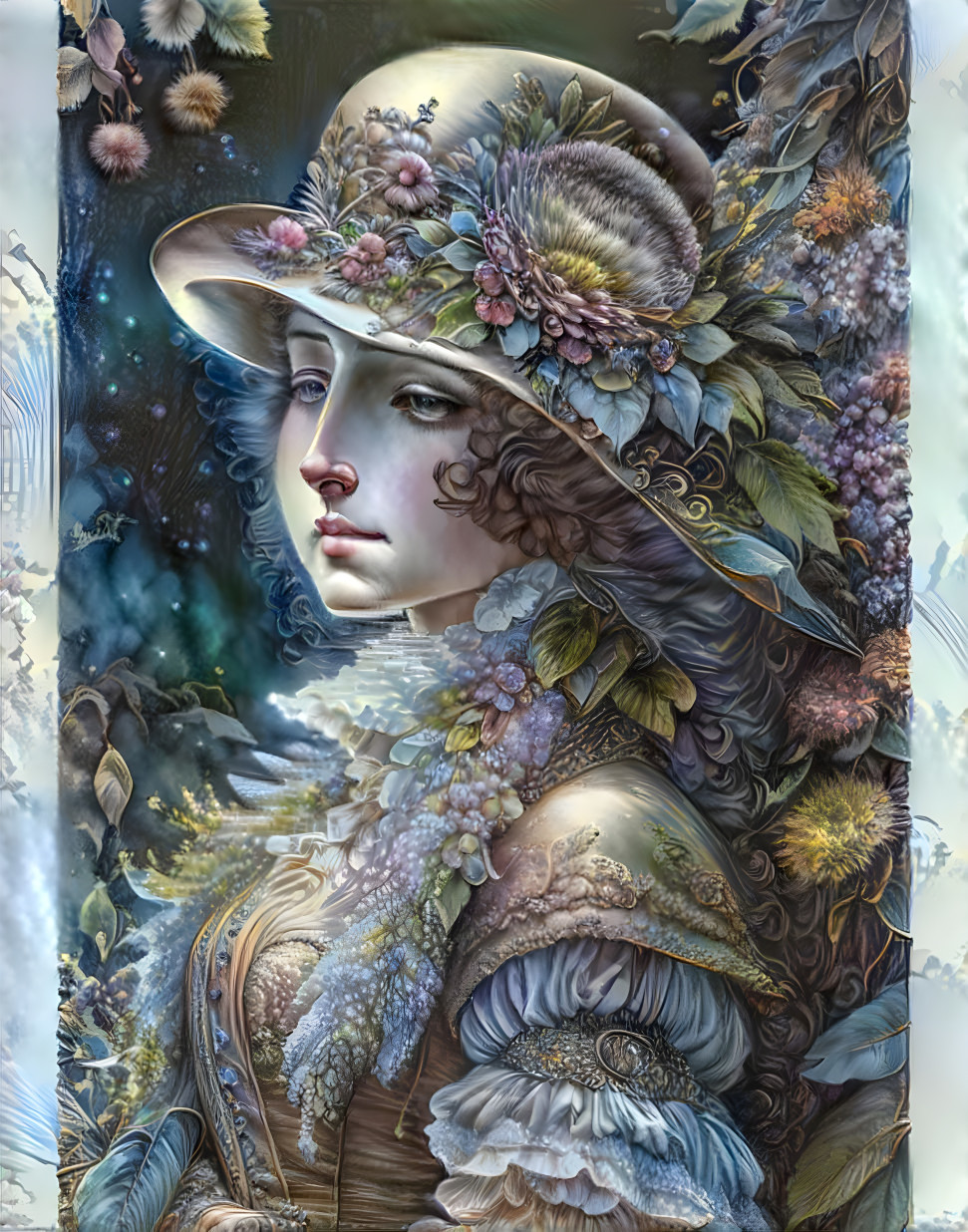 The woman in the flowery hat