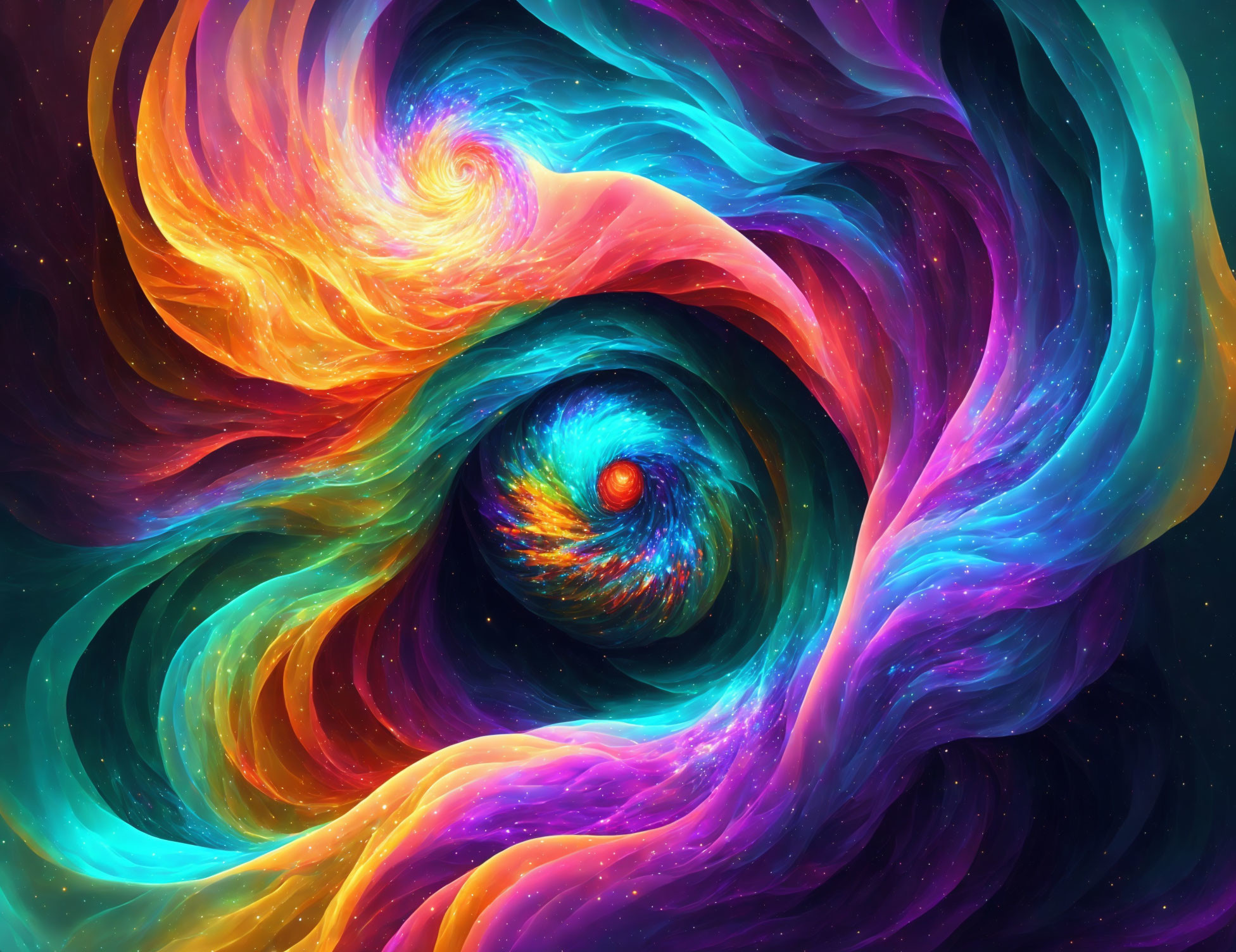 Colorful eye art in cosmic nebula swirls