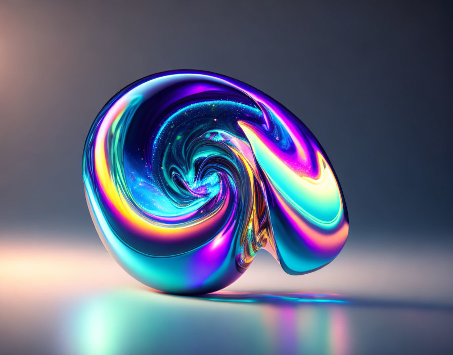 Vivid abstract swirl with neon blue, purple, and pink colors on gradient background