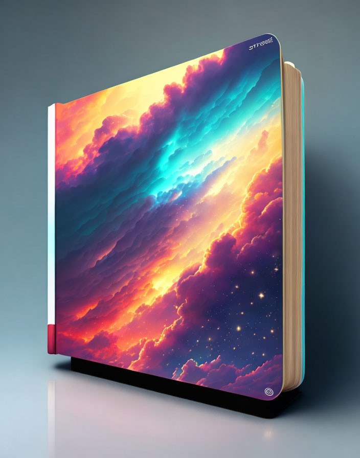 Colorful Cloudscape and Starry Night Sky Journal Cover Displayed upright