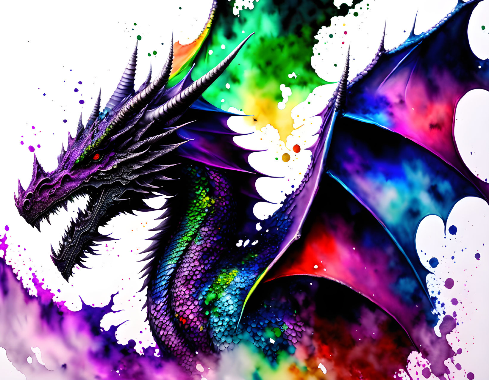 Colorful Dragon Illustration on Vibrant Background