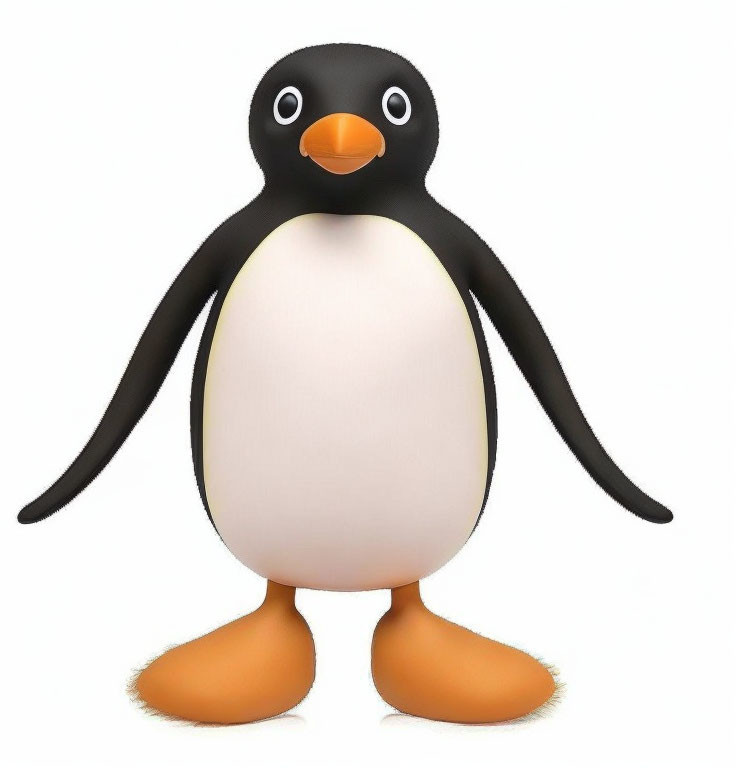 Stylized cute penguin with large head and big eyes