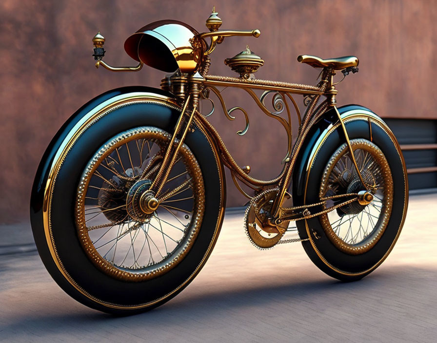 Luxurious Vintage-Style Bicycle with Gold and Brown Details