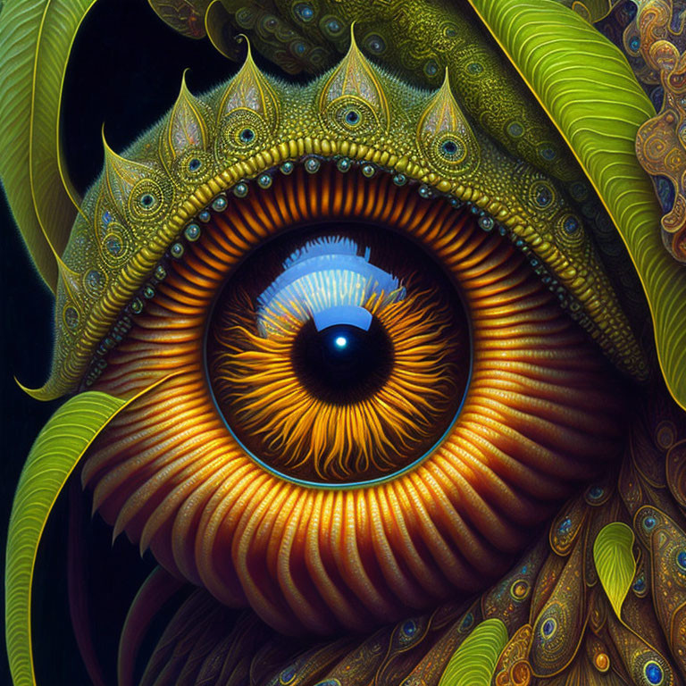 Detailed Eye Illustration with Intricate Patterns and Vibrant Colors