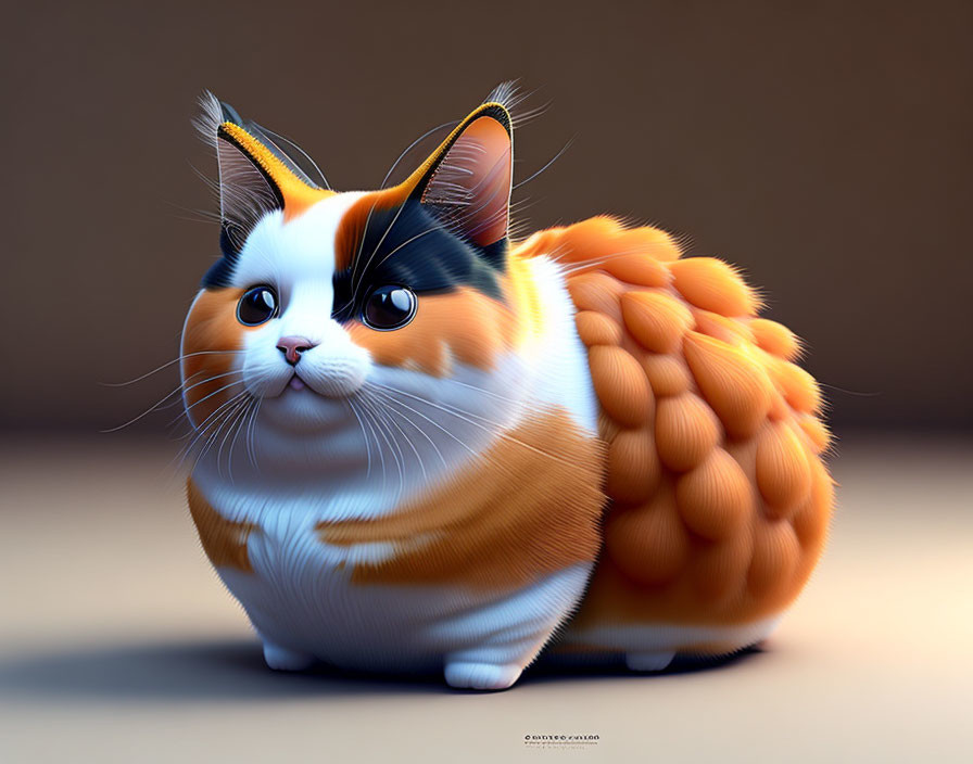 Stylized chubby cat digital illustration with large expressive eyes