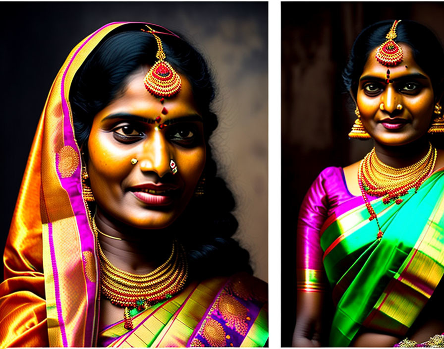 Traditional Indian Attire Woman in Split Lighting Setup