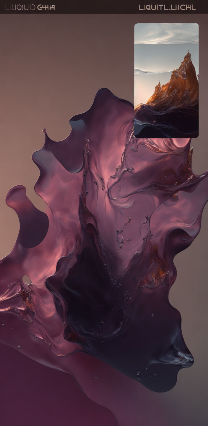 Fluid pink and dark tone shapes on phone screen with matching background