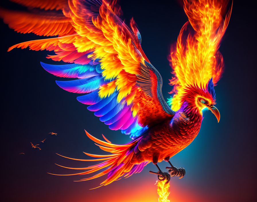 Colorful Phoenix Art Symbolizing Rebirth and Immortality