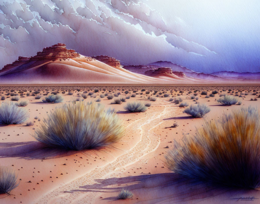 Tranquil desert landscape with soft dunes and pastel sky