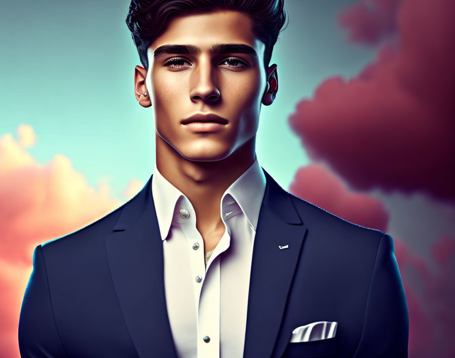 Digital portrait of a man in suit against vibrant background