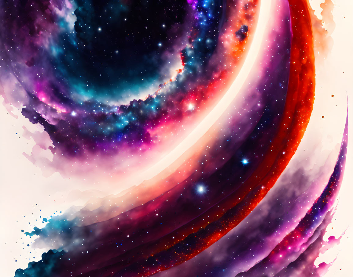 Colorful Digital Artwork: Swirling Galaxy in Purple, Pink, and Orange