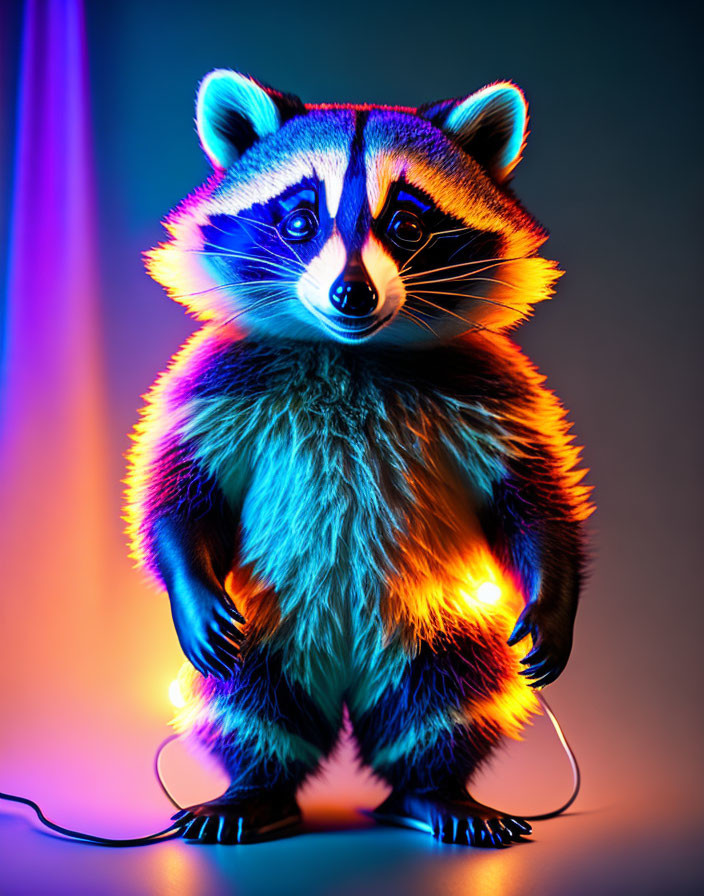 cute raccoon on disco light