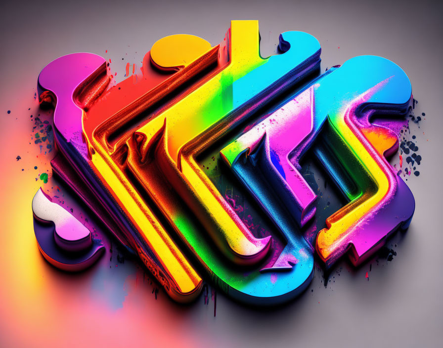 Colorful 3D graffiti-style artwork with melting colors on smooth surface