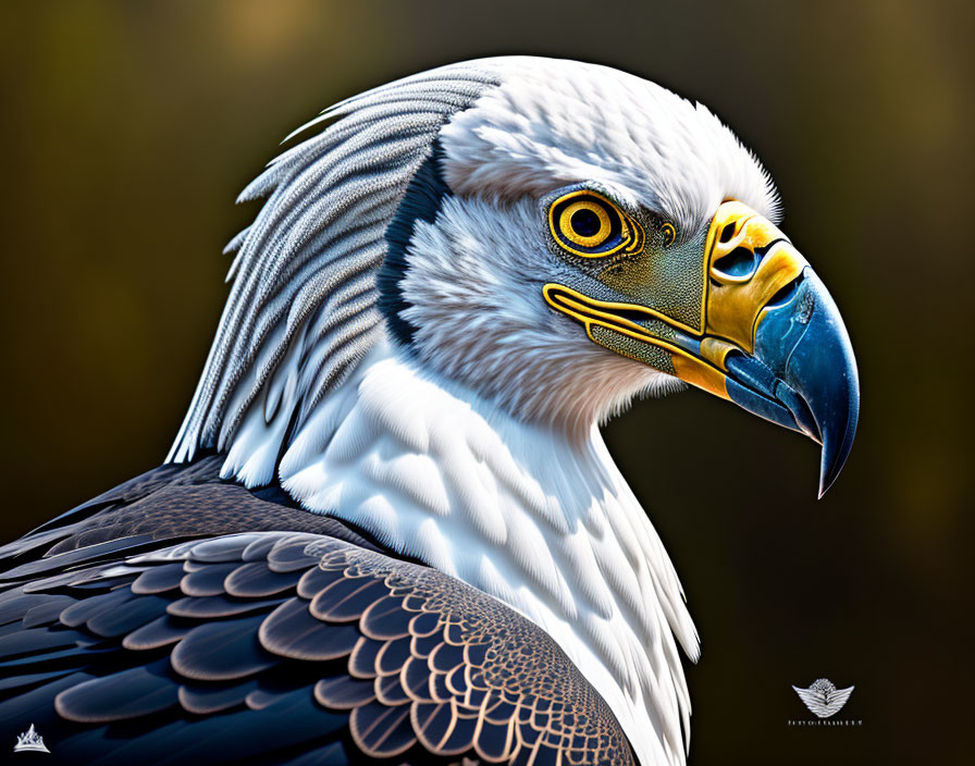 Detailed plumage and intense eyes of a bald eagle in close-up shot