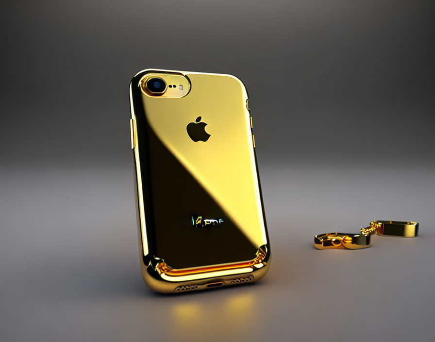 Luxurious Gold-Plated iPhone with Camera Bump on Gradient Background