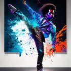 Colorful cosmic dance pose artwork with vibrant energy