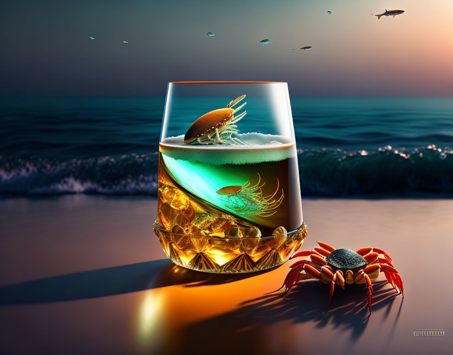 Fantastical image of ocean-themed glass art