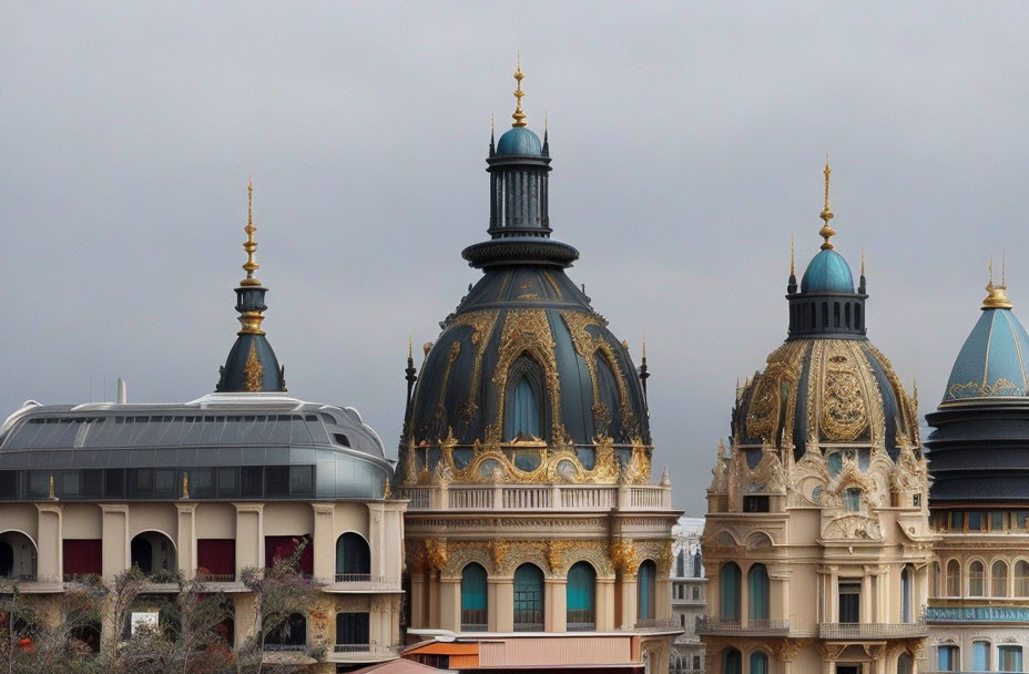 Intricate Golden Details on Elegant Domed Buildings