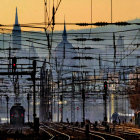 Busy Railway Station Silhouettes at Dusk