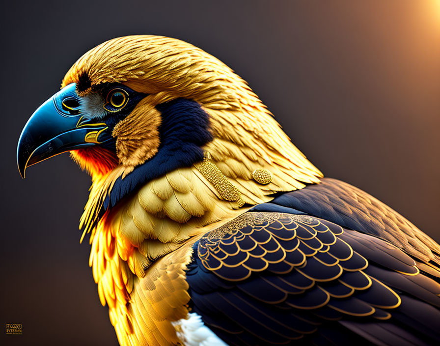 Close-Up of Majestic Eagle with Golden Plumage and Sharp Beak