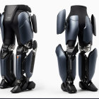 Black Exoskeleton Suit for Human Augmentation on White Background