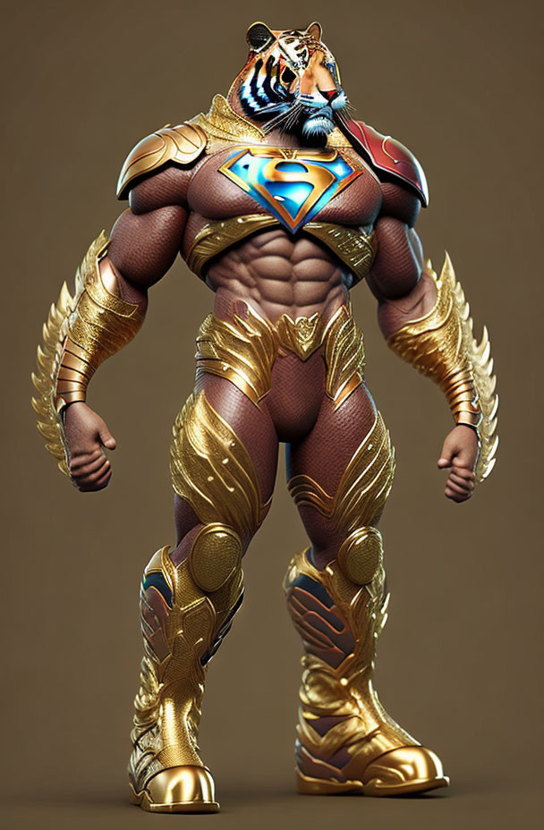 Tiger-headed humanoid in gold and maroon superhero costume